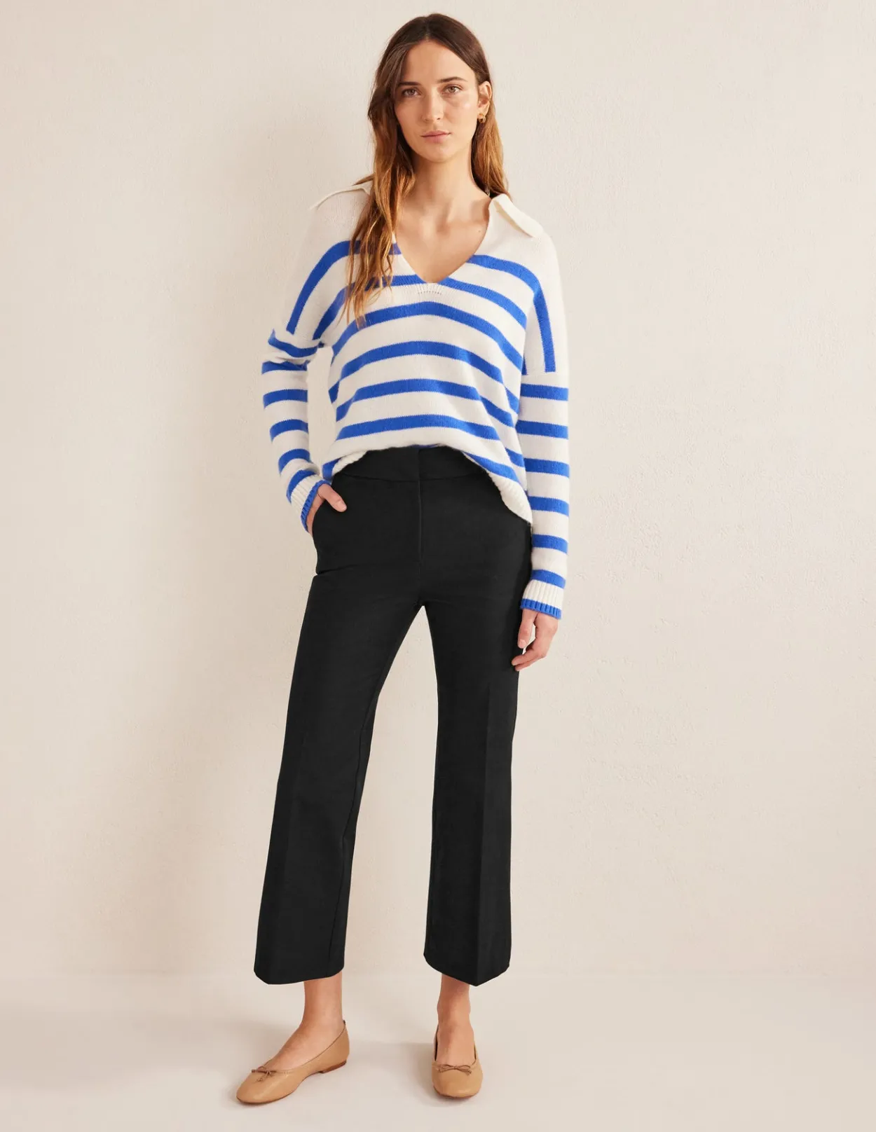 Cheap Bi-Stretch Crop Flare Trousers Women Trousers