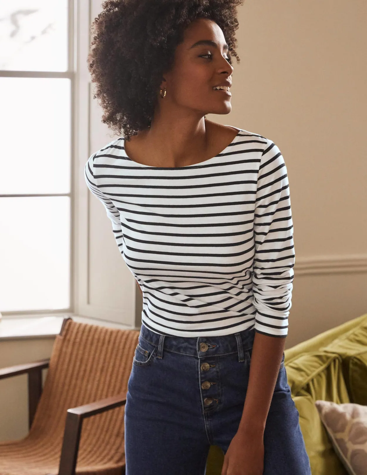 New Ella Long Sleeve Breton Women Tops & Blouses