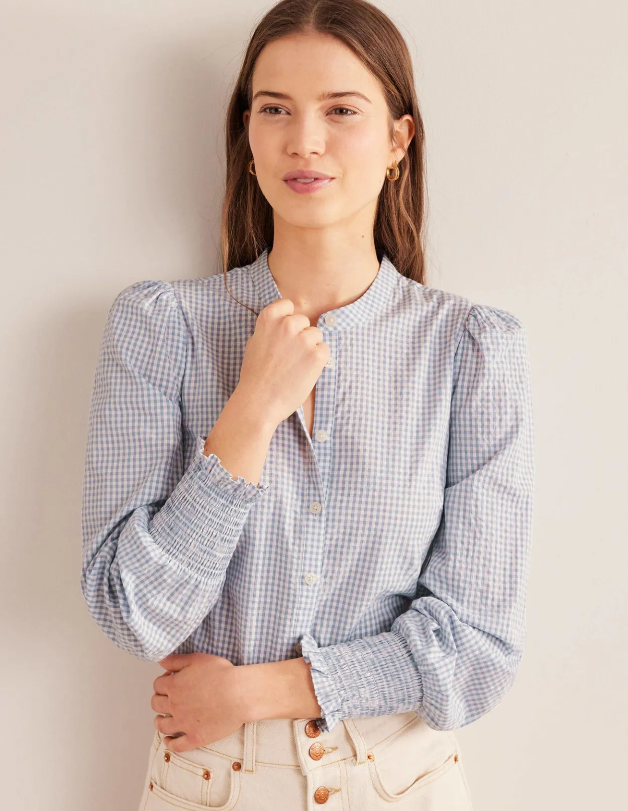 Clearance Smocked Cuff Shirt Women Shirts